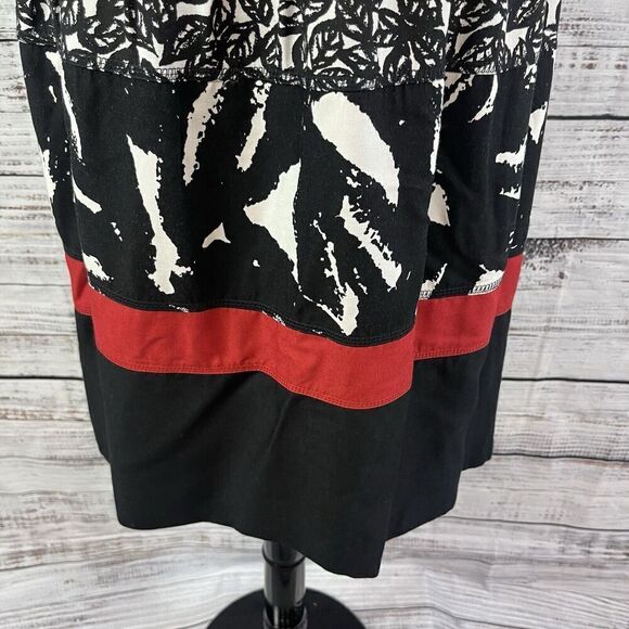 Avenue Skirt size 14 Black Red Leaves Knee A Line Pockets Modest Church Casual - Picture 6 of 10